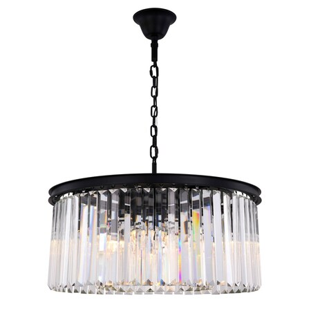 Elegant Lighting Sydney 8 light Matte Black Chandelier Clear Royal Cut Crystal 1238D31MB/RC